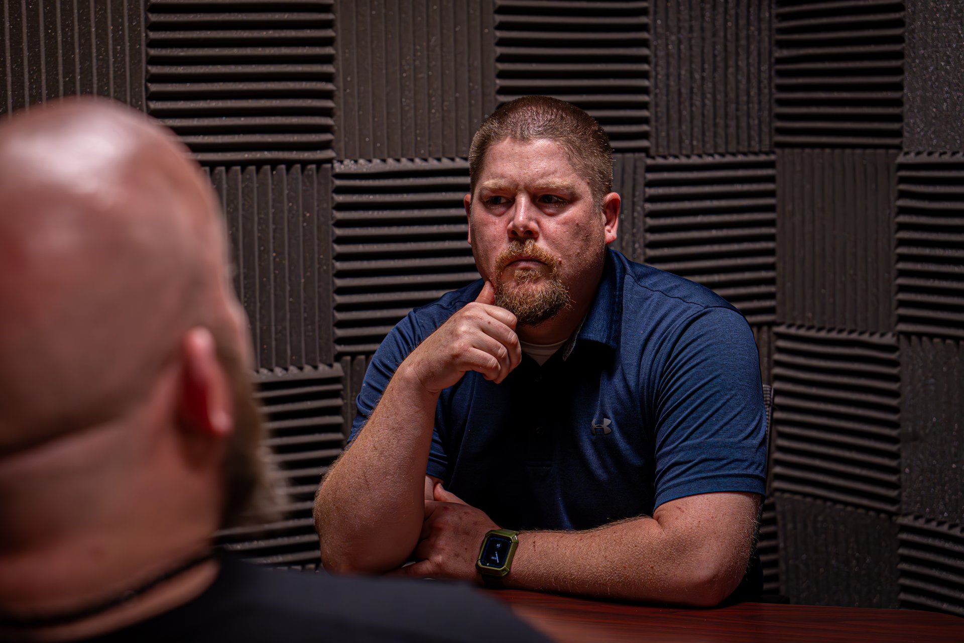 CID investigator conducting a recorded interview in the Criminal Investigations Division