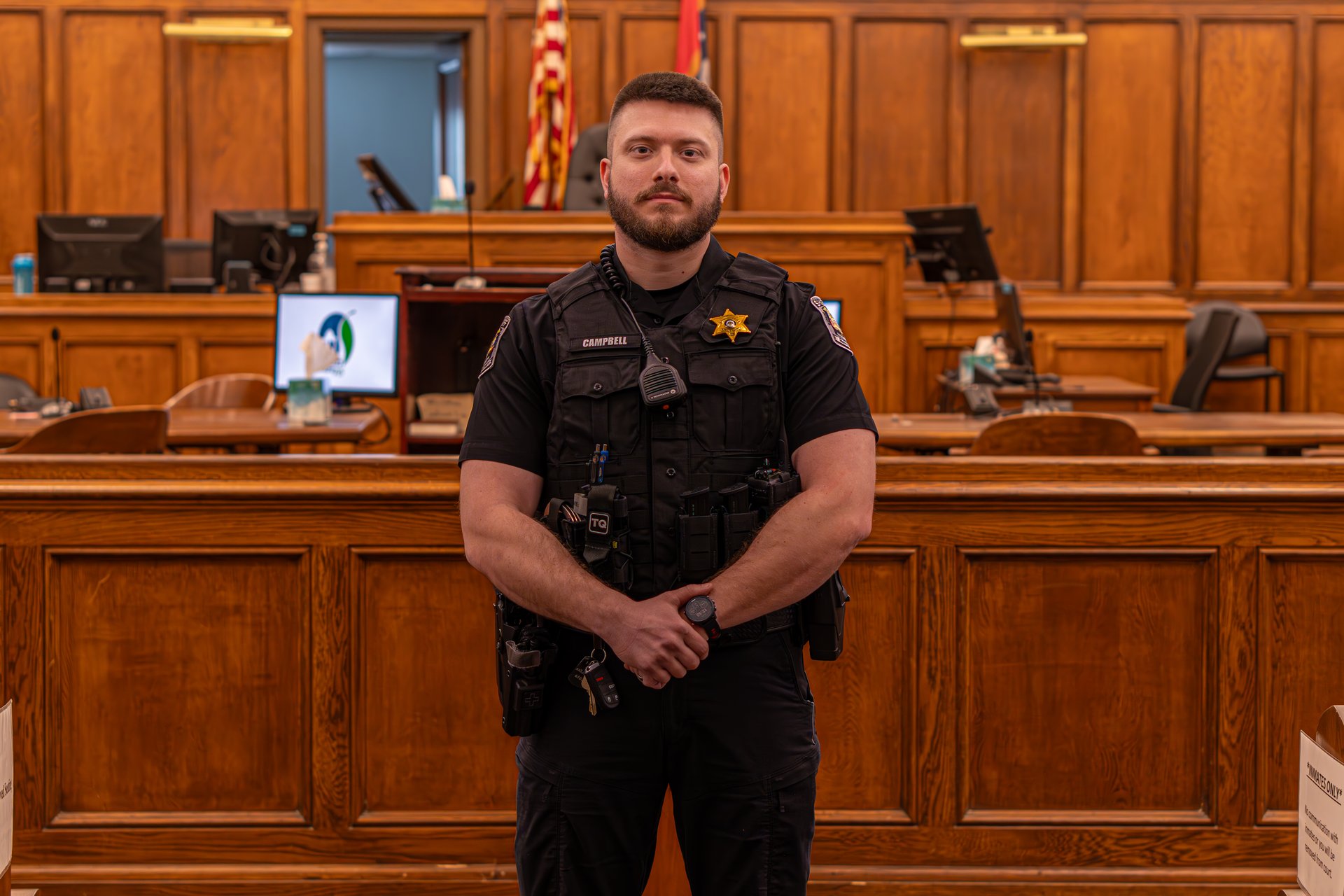 DeSoto County Sheriff's Office bailiff providing security inside the courthouse