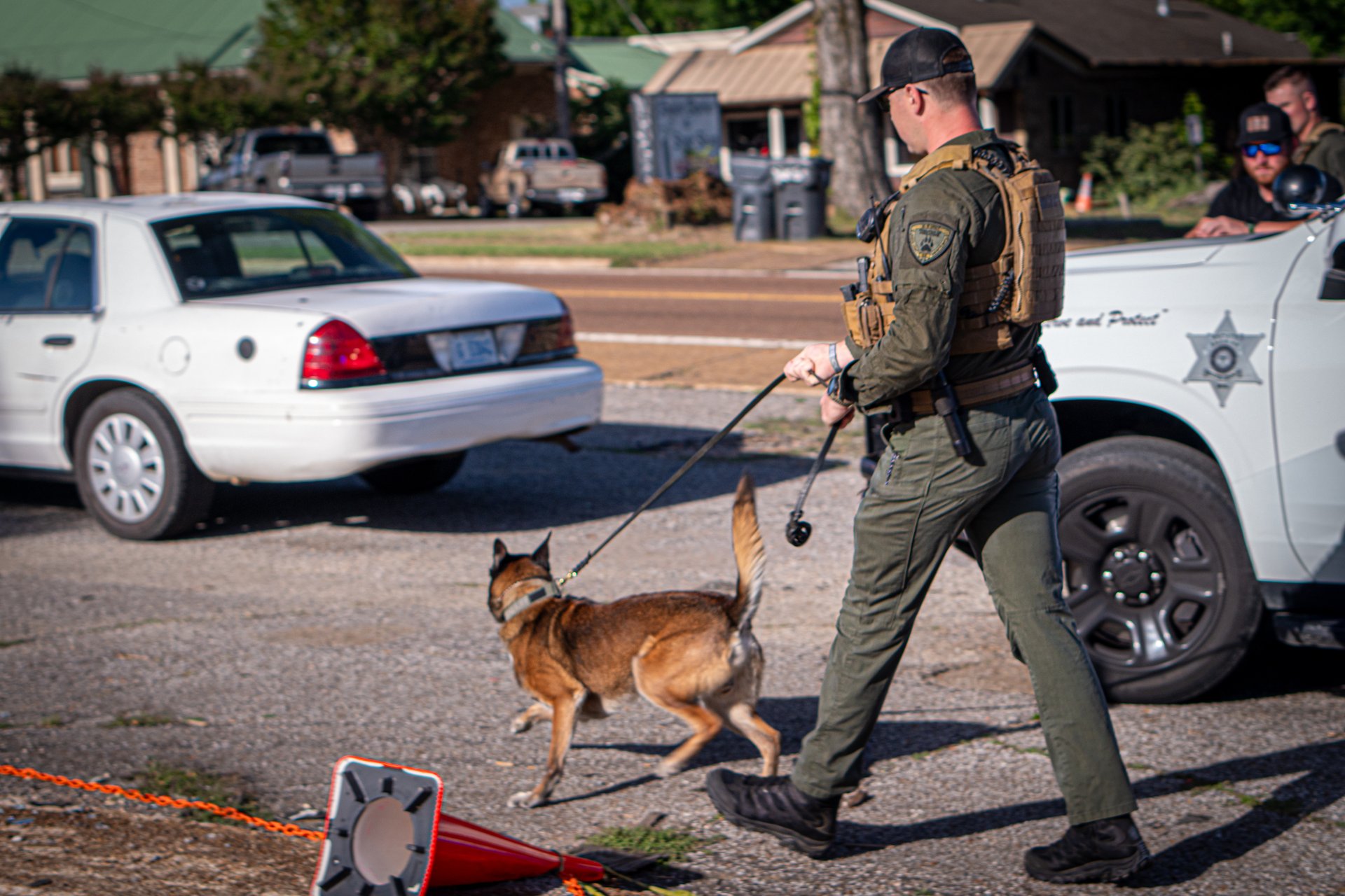 DeSoto County Sheriff's Office K-9 handler working with a patrol dog