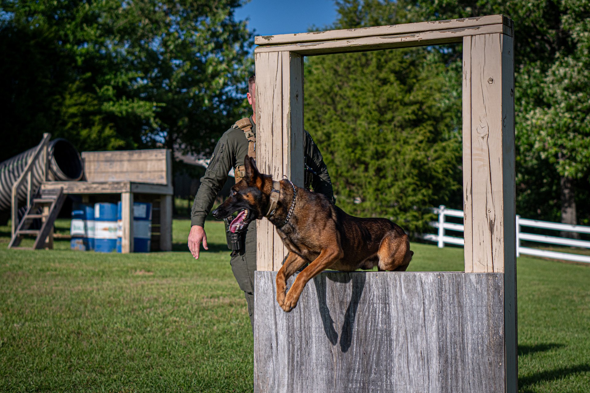 K-9 handler and dog on a community engagement visit