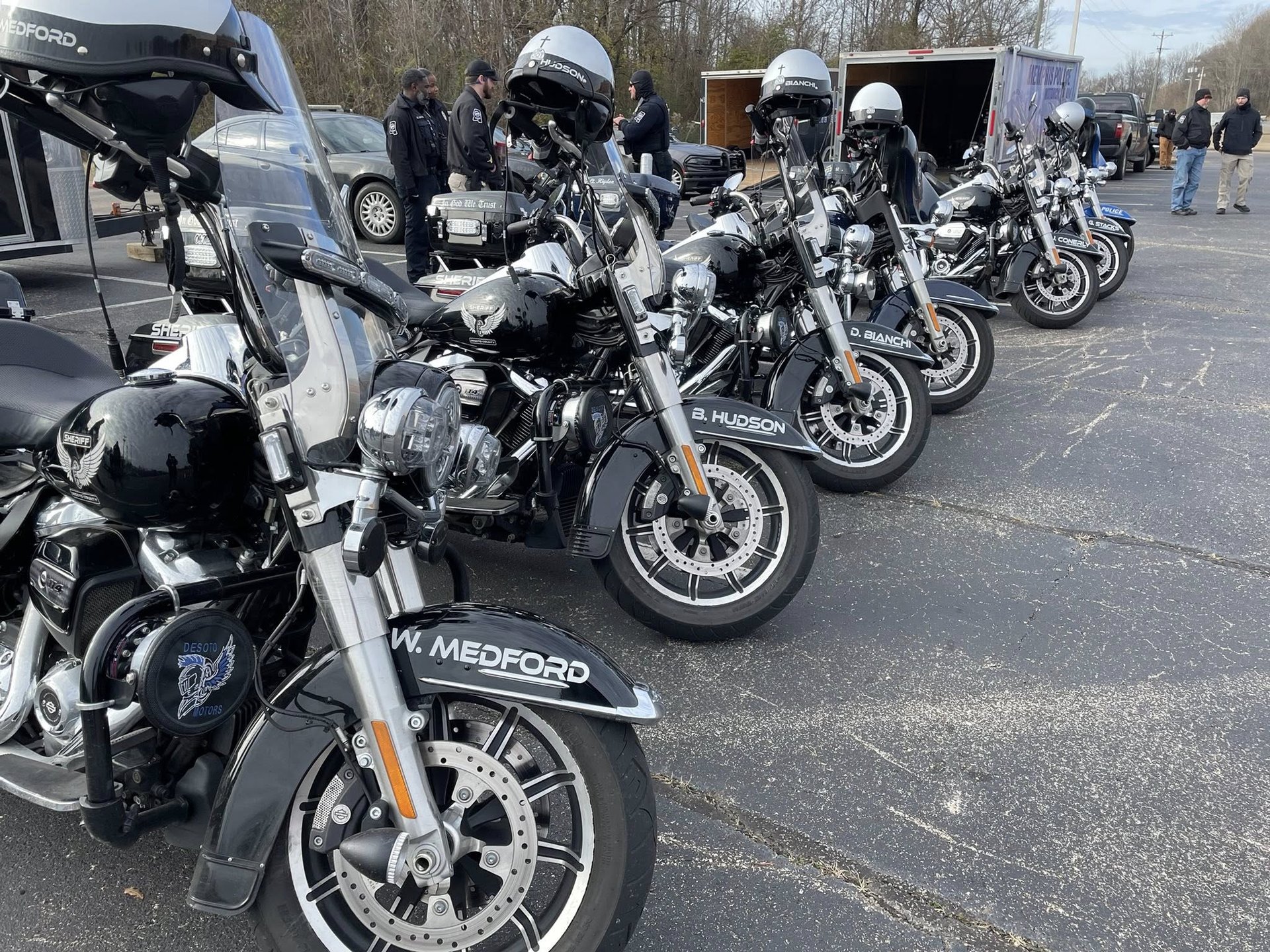DeSoto County Sheriff's Office Motors Division police motorcycles staged for a detail